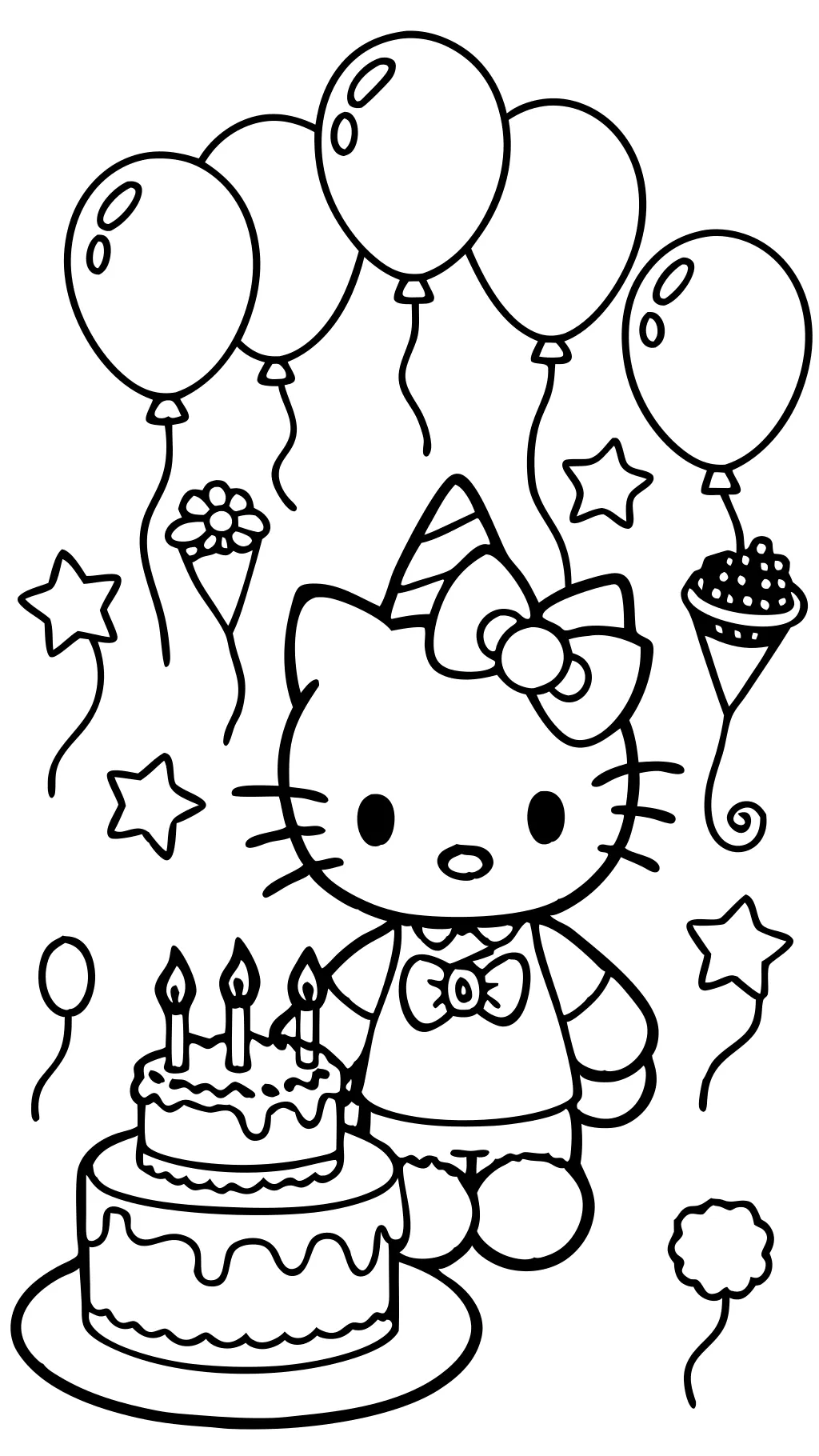 hello kitty cumpleaños para colorear